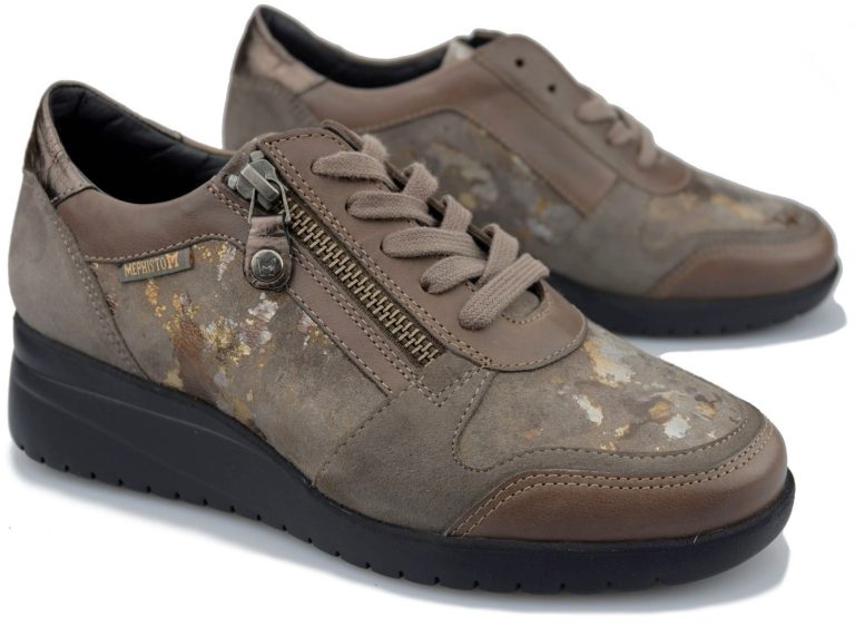 Mephisto IASMINA Sneaker voor dames - Donkertaupe - Leer/suede